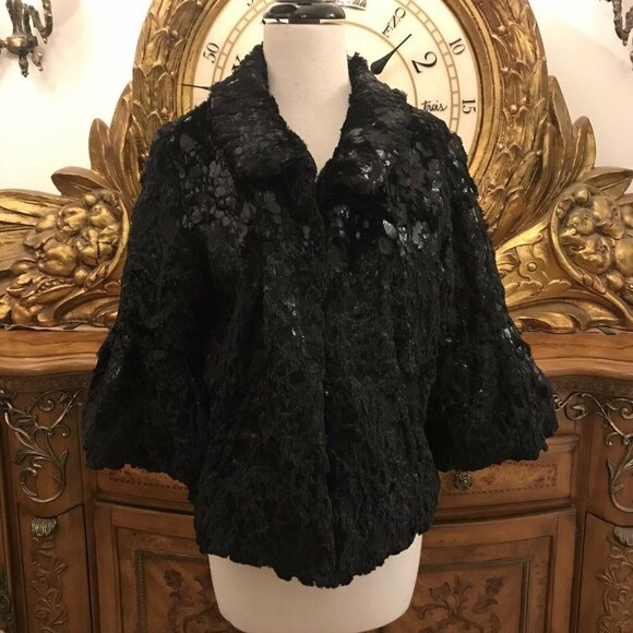 COLLECTION EIGHTEEN. Size S/M. Highly Embellished Jacket with Ruffled Sleeve. DB - Picture 1 of 6